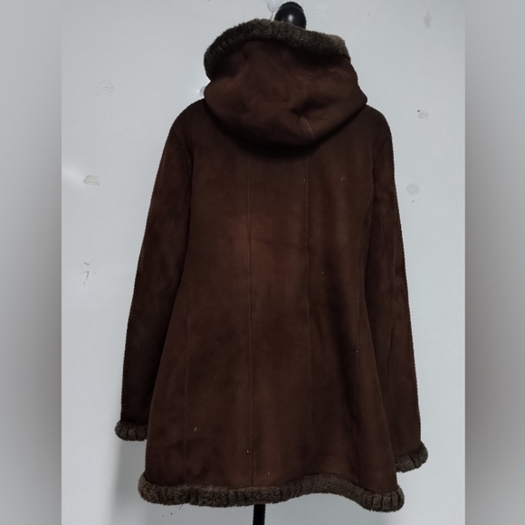 Vintage Jones New York women's jacket hooded faux suede brown Size: L - Picture 9 of 10
